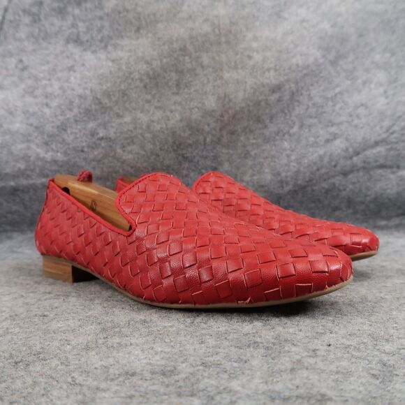 Trotters Shoes Womens 7 Loafer Slip On Woven Leather Red Fashion Career Classic - Picture 1 of 16